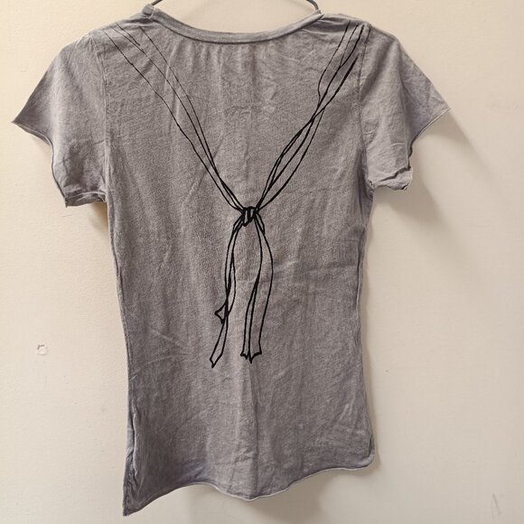 2/$20 Ballet Point Shoes Stonewash Grunge Raw Hem Graphic Tee - Picture 3 of 10